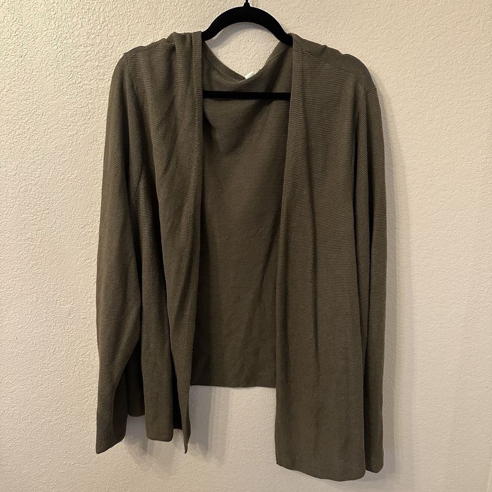 J Jill Linen Blend Greenā Open Front Cardigan Sweater Long Sleeve Women 4X Beach